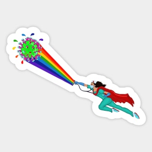 Superhero Nurse Comic Sticker